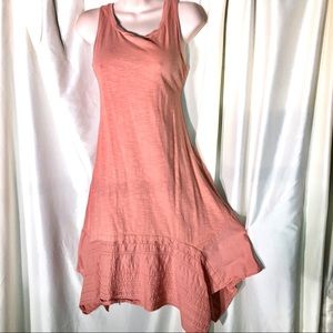 Peach cotton sleeveless dress by Logo with eyelet hem worn once to the Vatican.